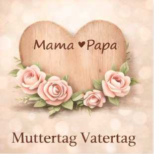 Schriftzug "Mama Papa" mit Herzmotiven, Thema: Muttertag/Vattertag.